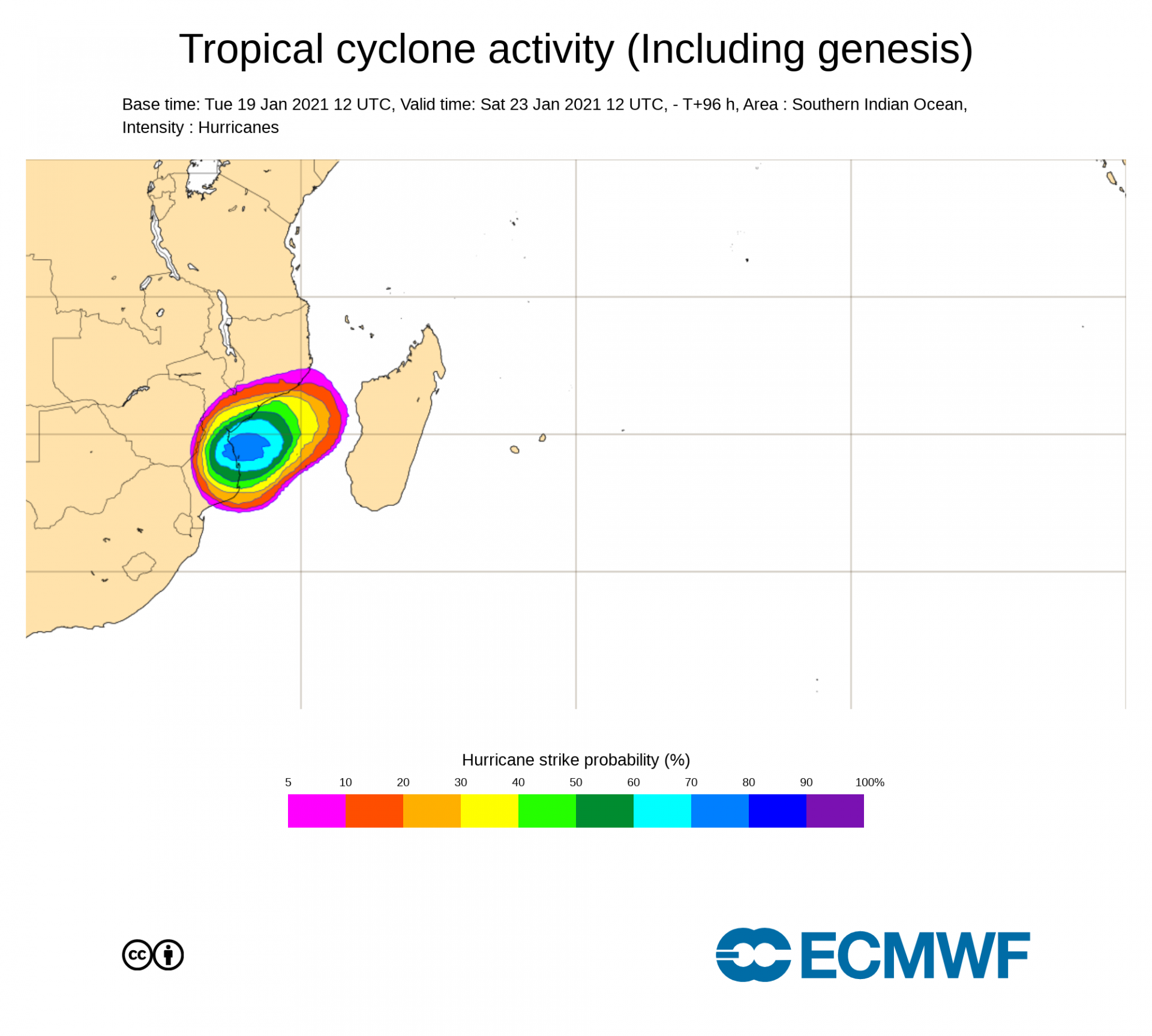 probabilité cyclone tropical eloise mozambique