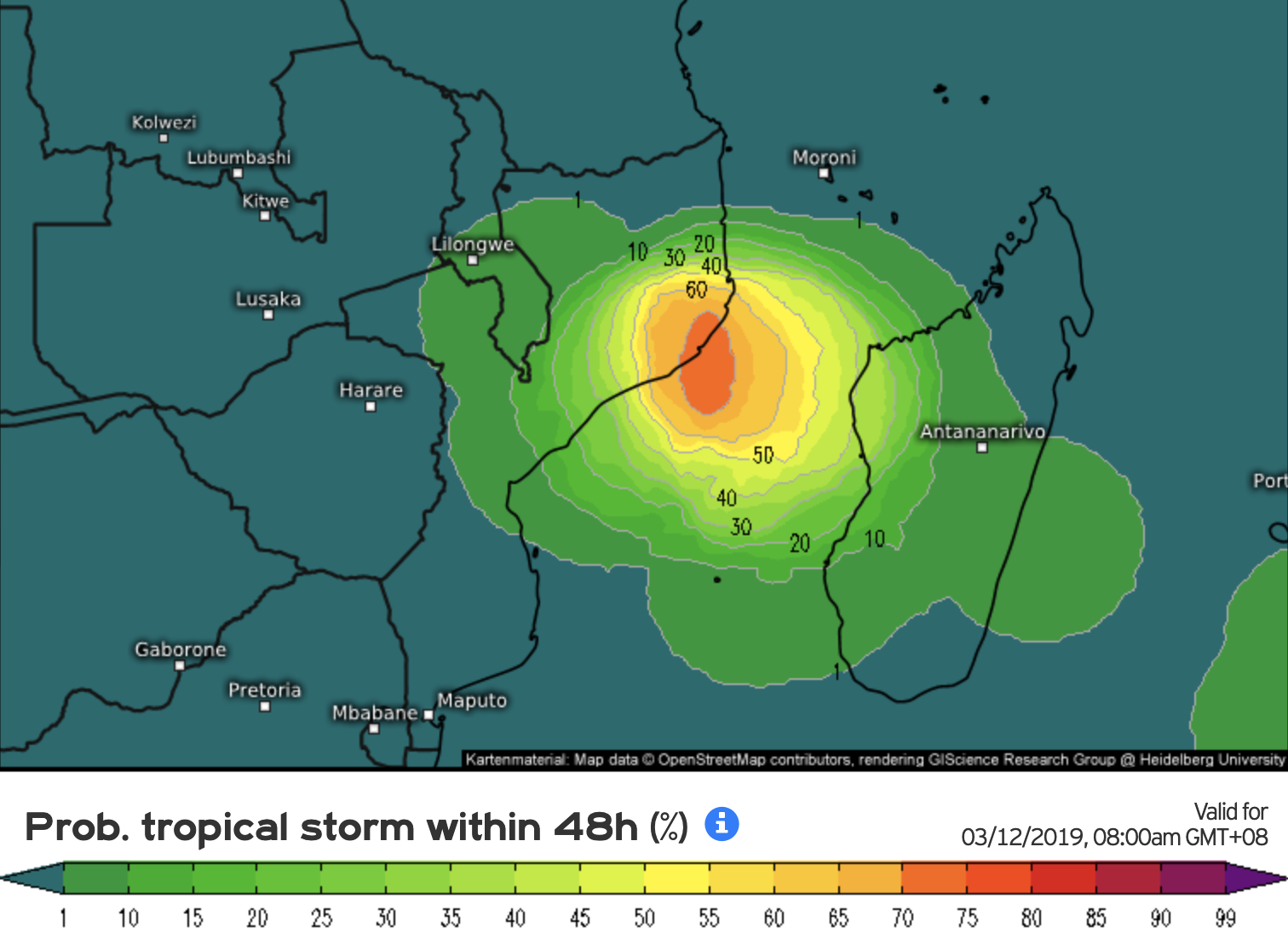 Probabilité formation tempête tropicale