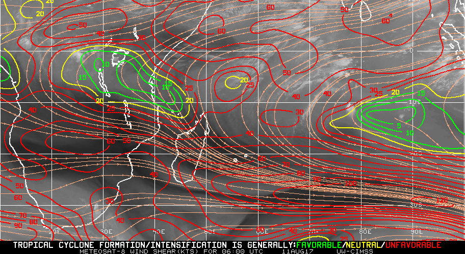 Carte de cisaillement (image : CIMSS)