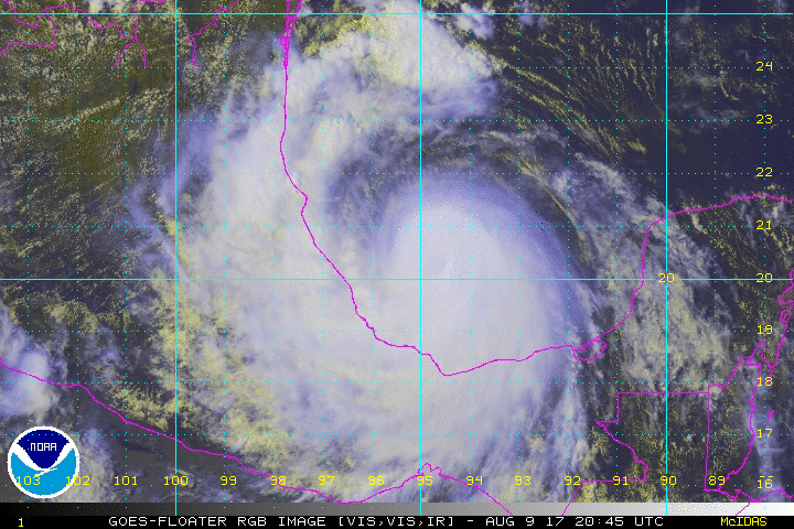 Animation satellite de l'Ouragan FRANKLIN (NOAA)