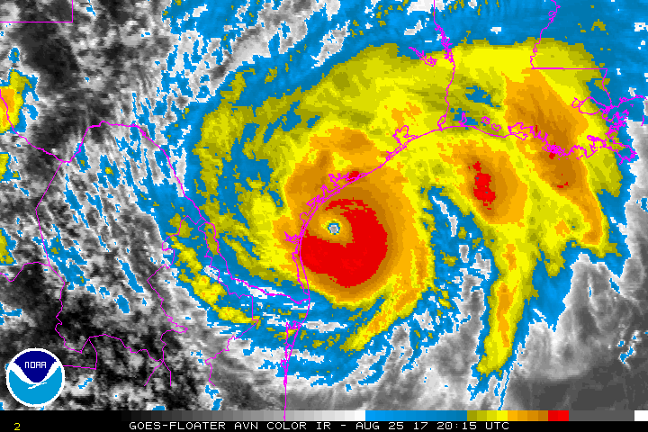 Animation satellite de l'ouragan Harvey frappant le Texas (NOAA)