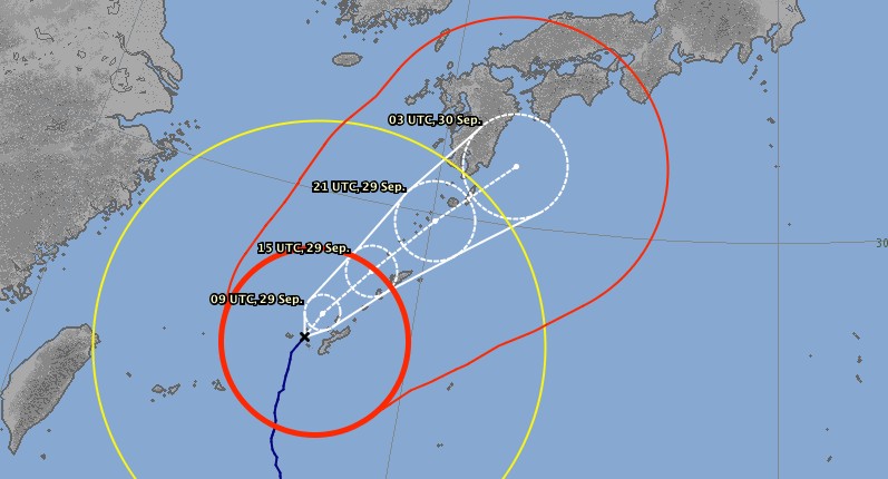 Prévision trajectoire typhon TRAMI ©JMA