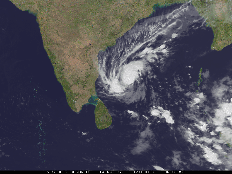 Animation satellite tempête tropicale GAJA