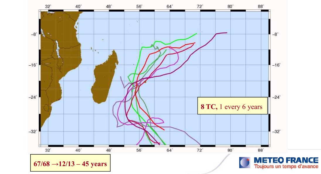8 cyclones en 45 ans à la Réunion