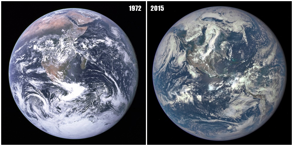 La terre en 1972 et 2015