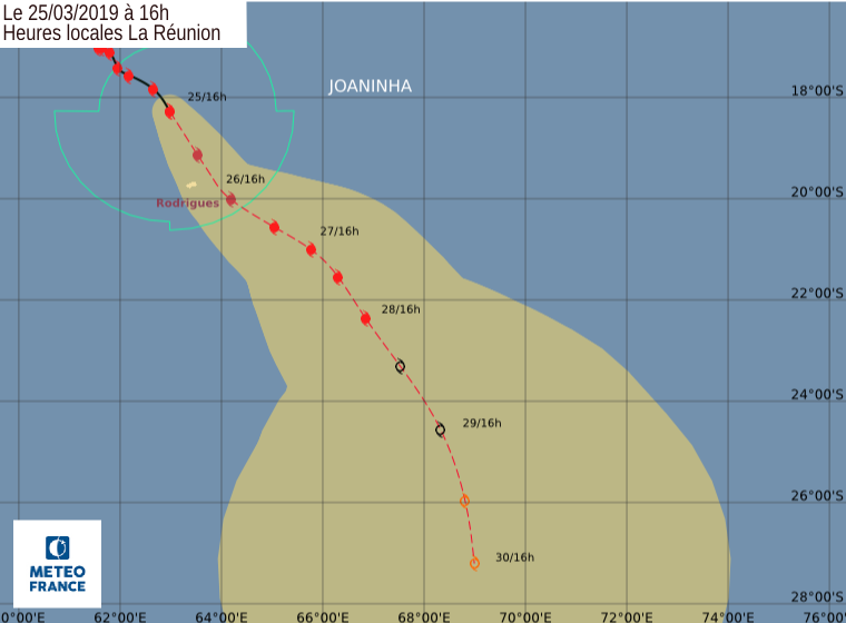 Trajectoire cyclone Joaninha