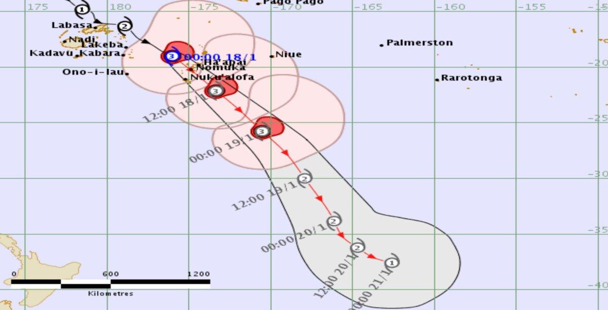 Trajectoire cyclone tropical tino