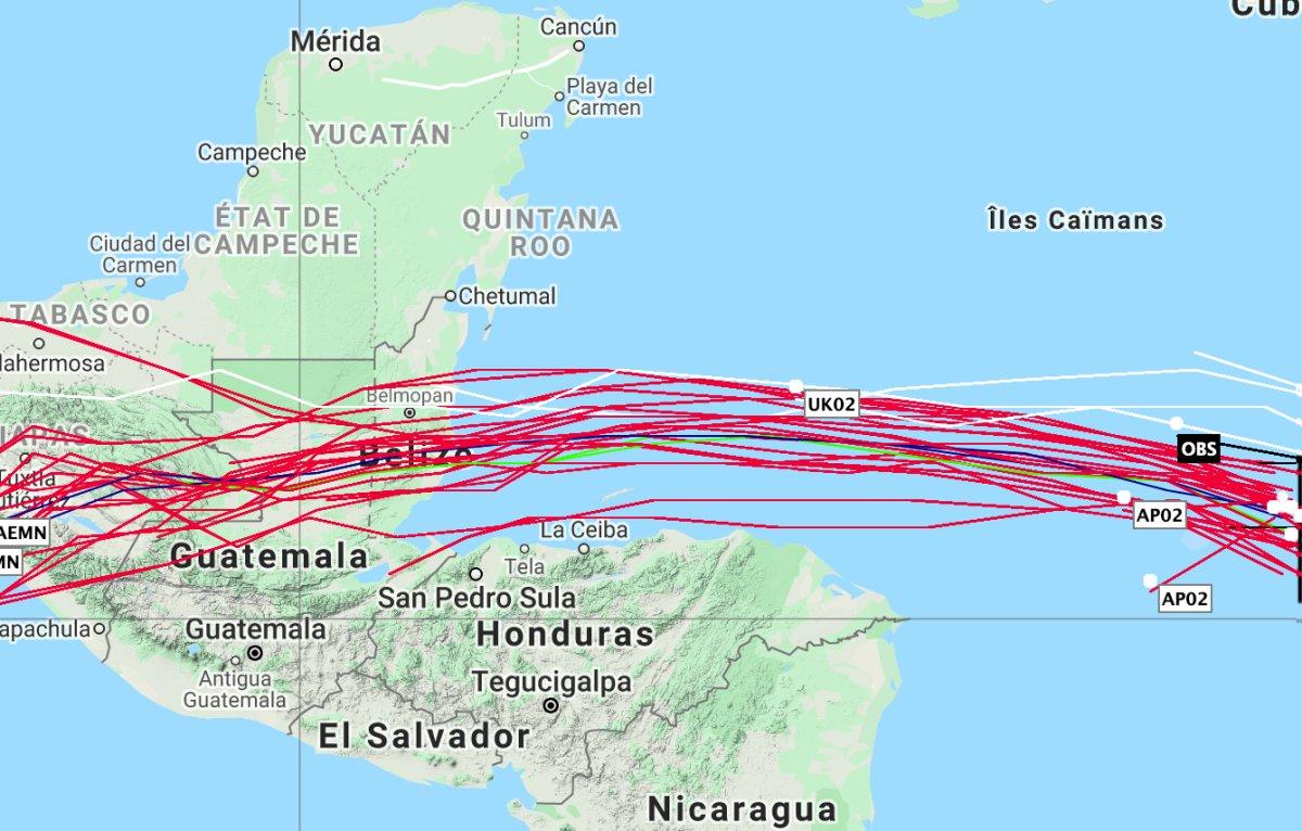 Trajectoire tropical cyclone nana