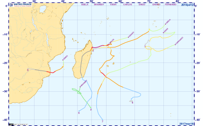 Trajectoire saison cyclonique 2016/2017