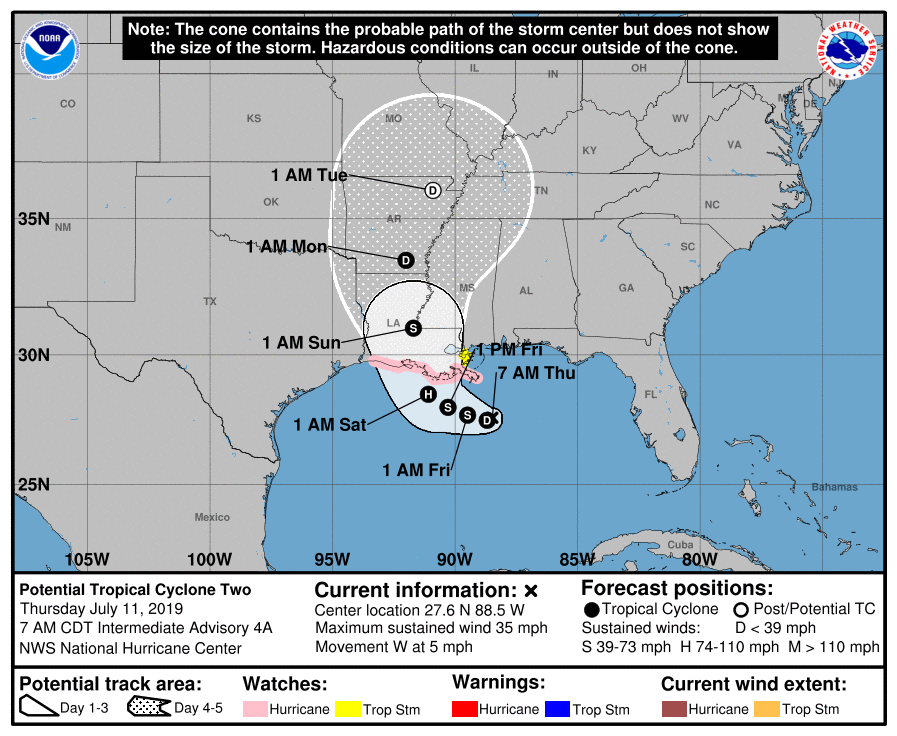 prevision trajectoire et intensité future tempête barry