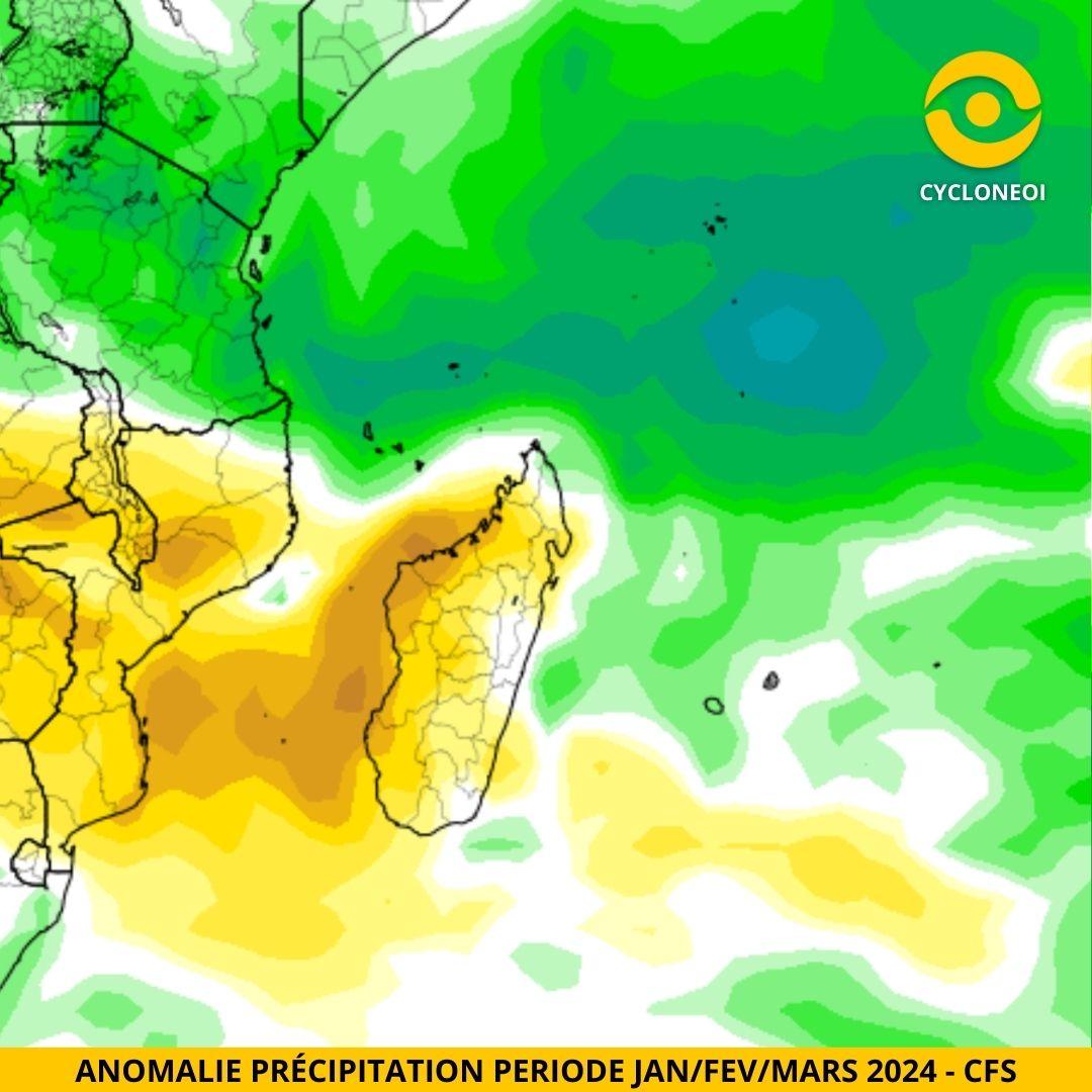 Anomalie de précipitations - JFM2024 - CFS
