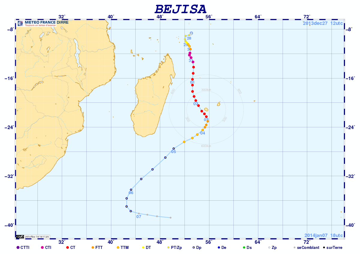 Trajectoire cyclone BEJISA