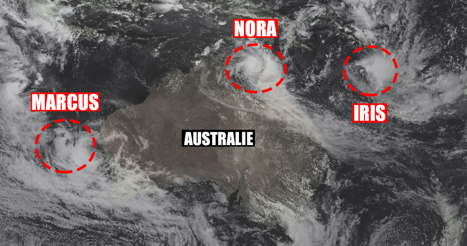 L'Australie cerné par les cyclones