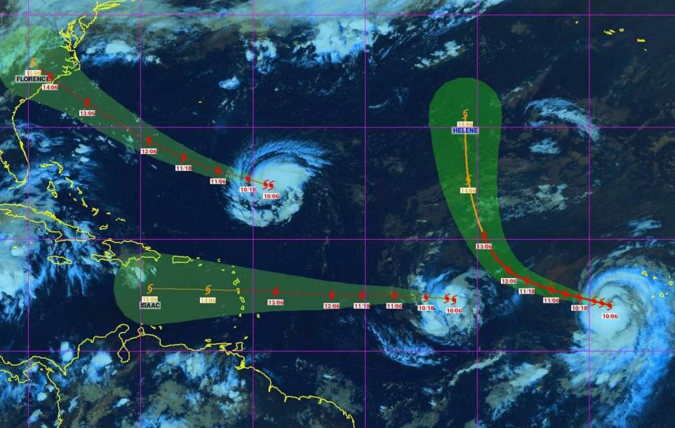 ISAAC vers les petites Antilles et FLORENCE vers les Etats-Unis