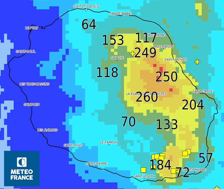 forte pluie à la réunion