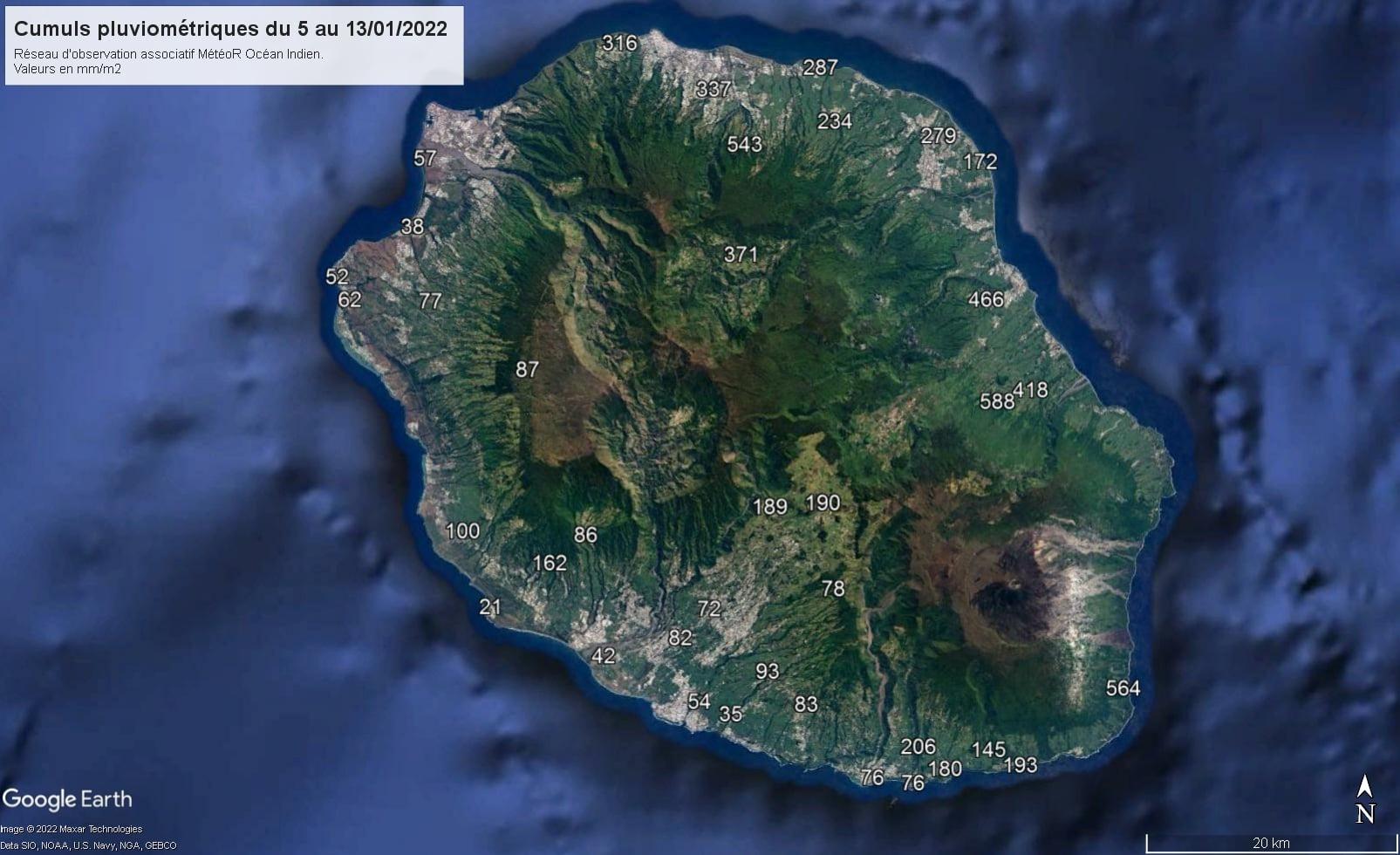 episode forte pluie la Réunion 2022 reseau meteor oi