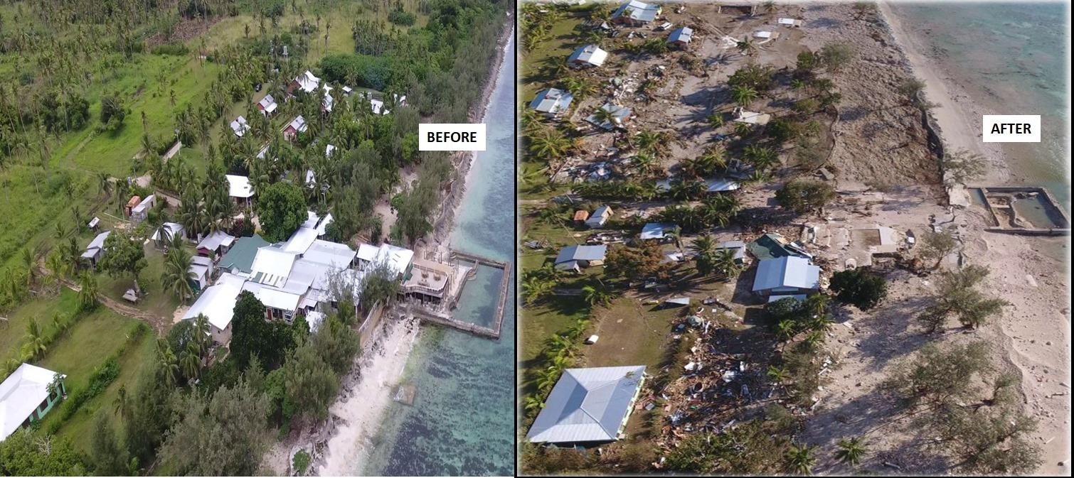 Hotel détruit au Tonga par le cyclone Harold
