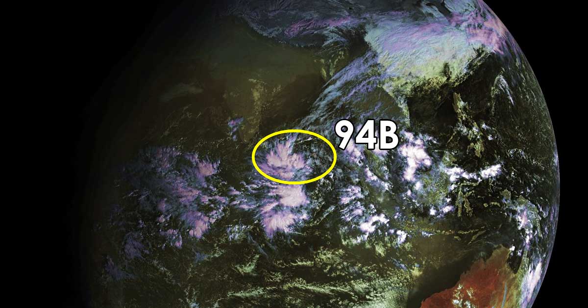 Zone suspecte 94B sous surveillance dans l'océan indien nord