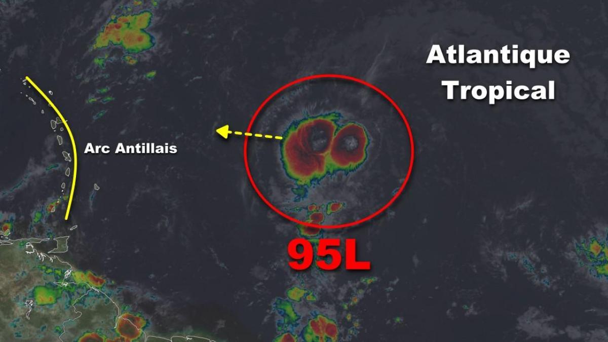 Zone suspecte 95L sous sruveillance à plus de 1000 km à l'Est des Petites Antilles