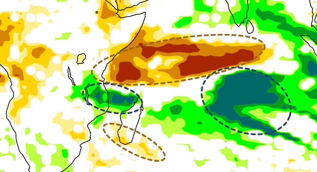 Anomalie precipiation ocean indien octobre 2020 cycloneoi