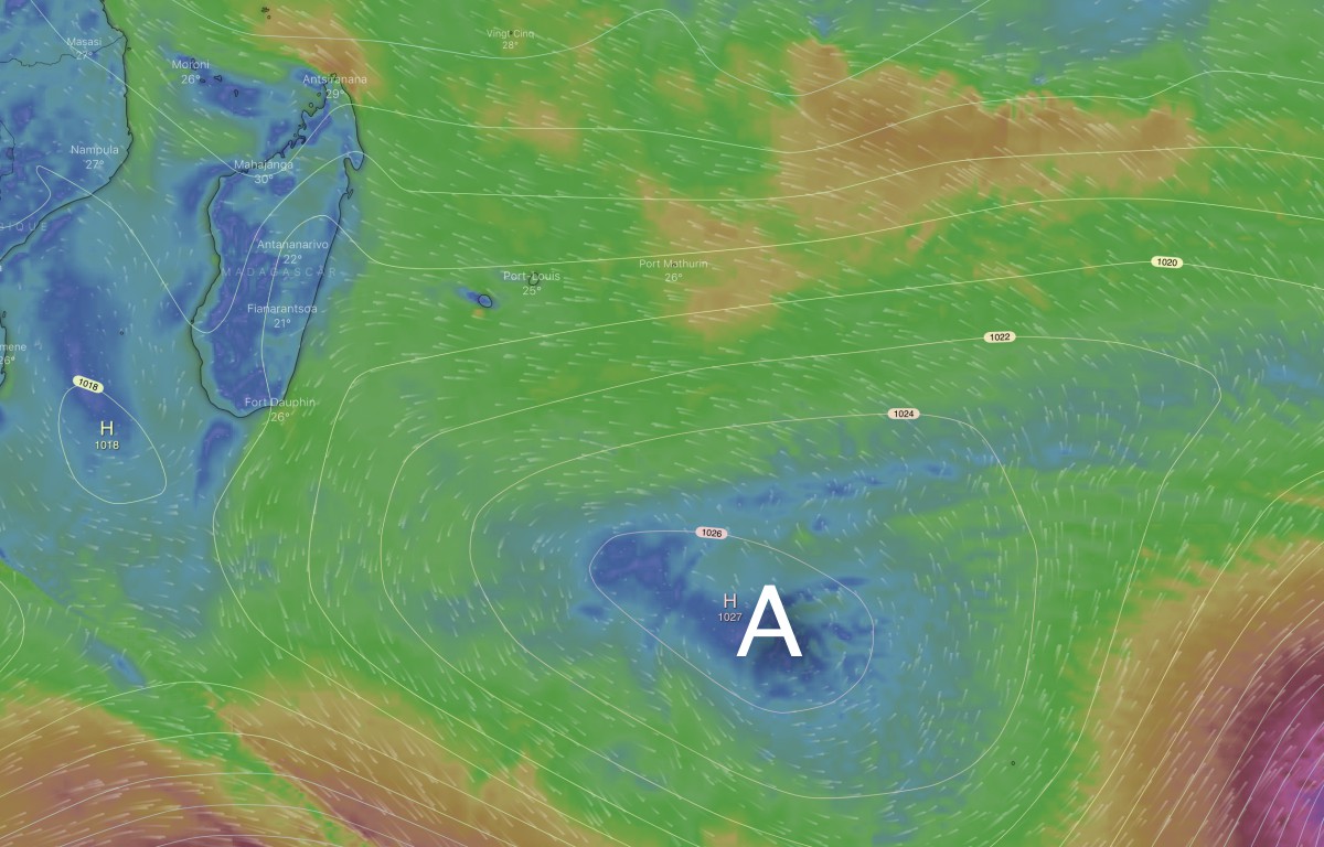 Anticyclone ocean indien