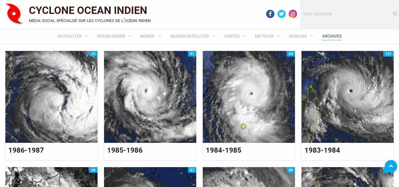 Archive photos des cyclones de l'océan indien sud-ouest