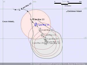 Tempête CALEB : Prévision de trajectoire et intensité du BOM