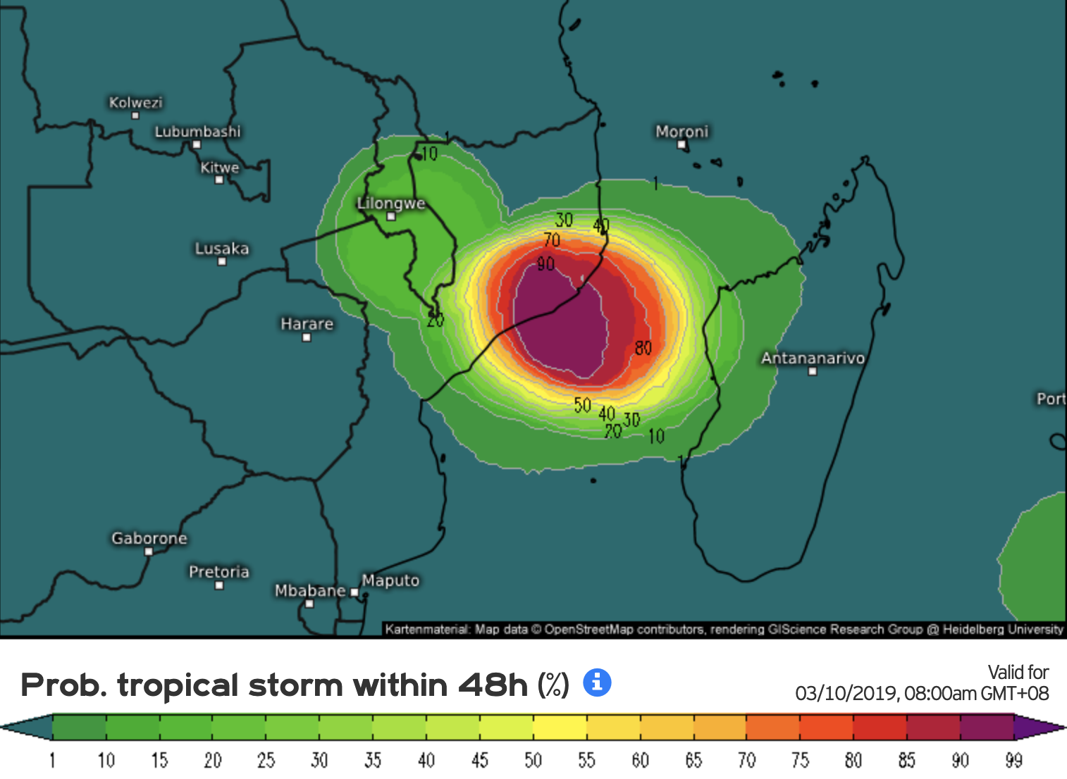 Risque de formation d'une tempête tropicale