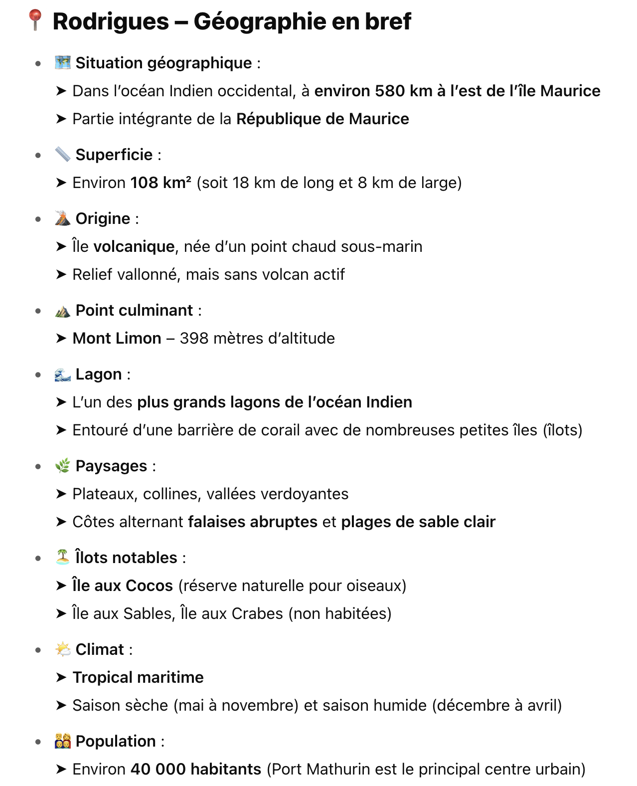 Rodrigues – Géographie en bref