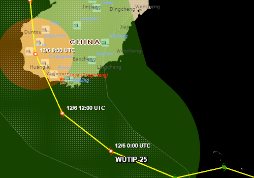 Tempête Wutip vers Hainan