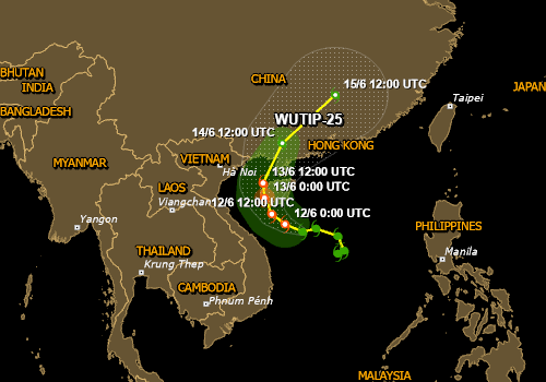 Tempête Wutip vers Hainan