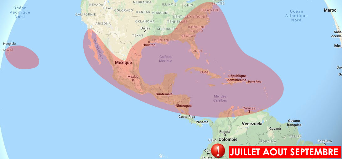 Zone à risque des ouragans