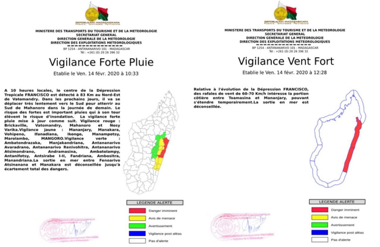 Vigilance vent fort et forte pluie a madagascar