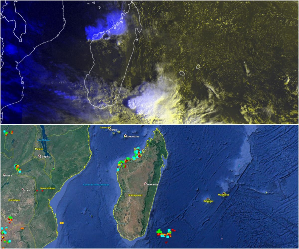 puissant orage ocean indien