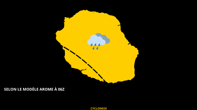 La Réunion : Dégradation pluvieuse nocturne arrivant par l’Est