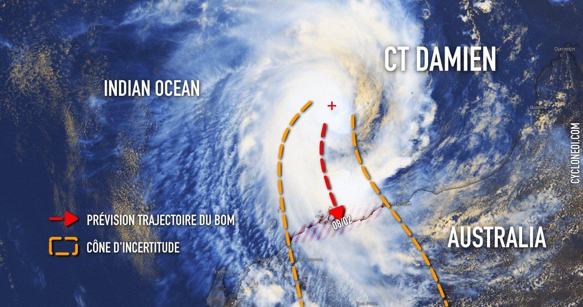 Damien pourrait être un violent cyclone au moment de frapper l'Australie