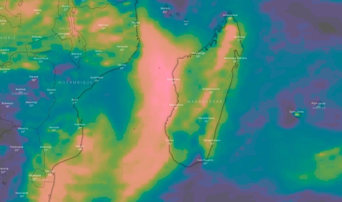 Cumul pluie 5 jours canal mozambique