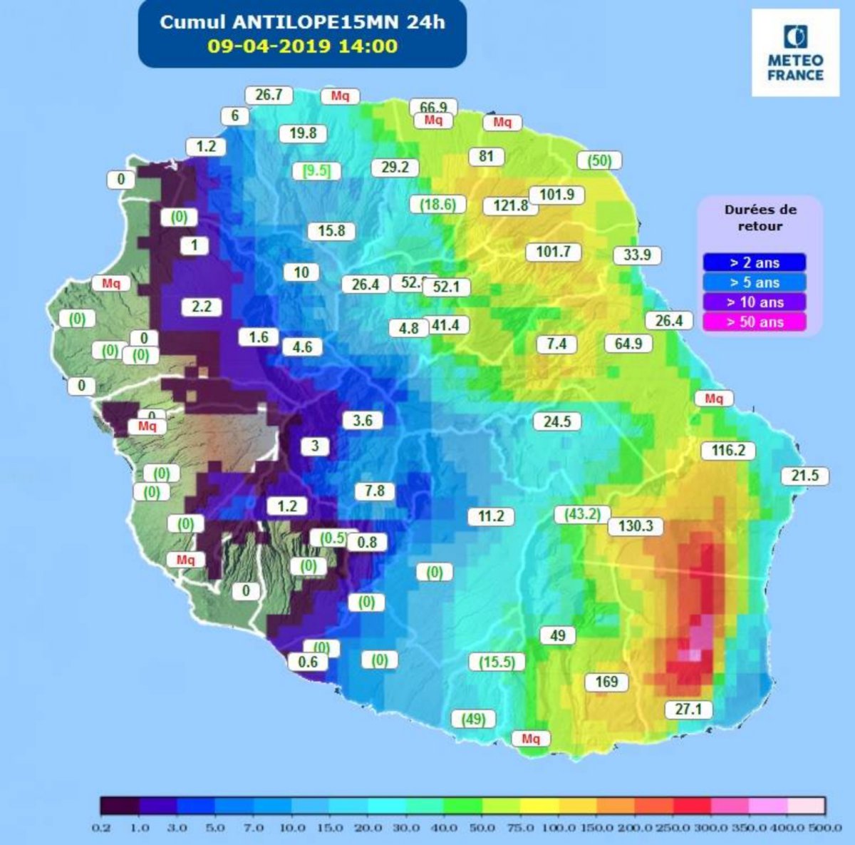 Cumul pluviométrique à la reunion