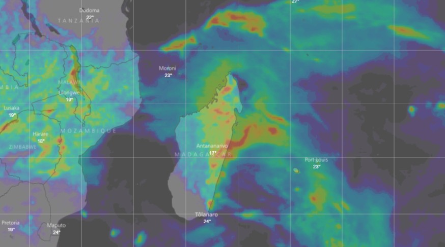Cumuls pluvieux à Madagascar des prochaines 72h simulé par le modèle IFS (WINDY)