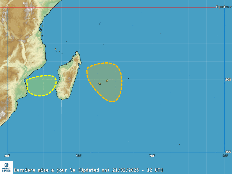 Le risque de formation d’une tempête tropicale au Nord des Mascareignes