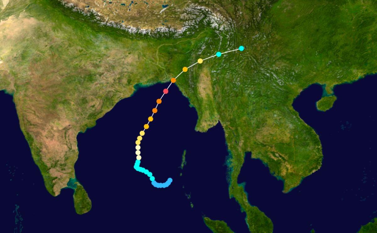 Cyclone bangladesh 1991 trajectoire