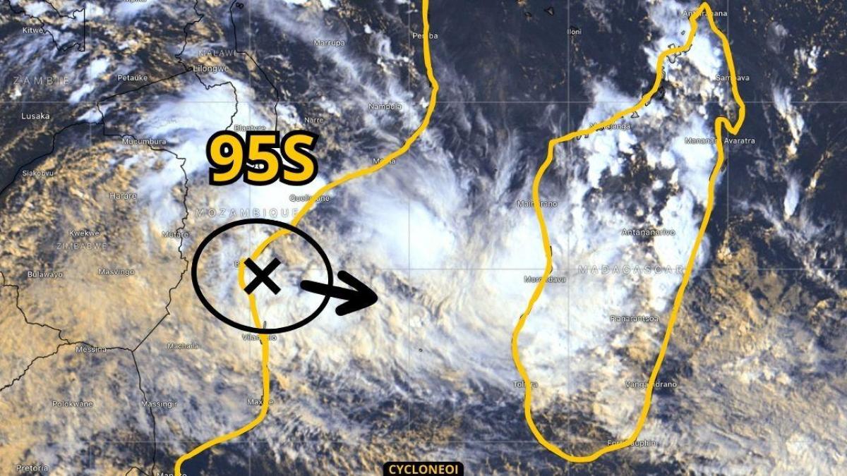 Zone suspecte 95S sous surveillance dans le Canal du Mozambique