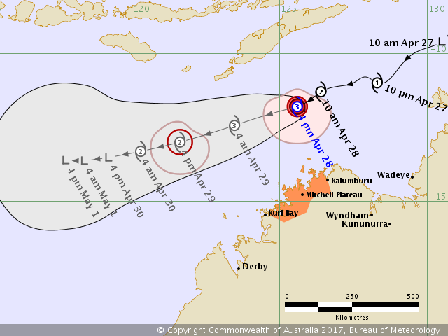 Cyclone tropical frances prévisions du 28/04/2017 à 06utc