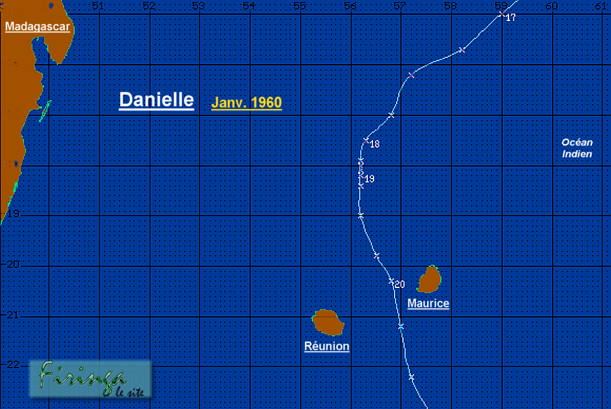 Trajectoire cyclone Danielle (1964)