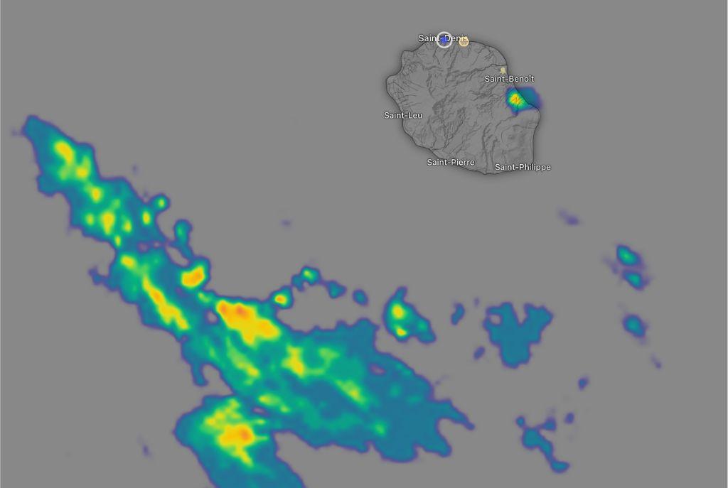 Dégradation pluvieuse arrivant par le sud ouest de la Réunion