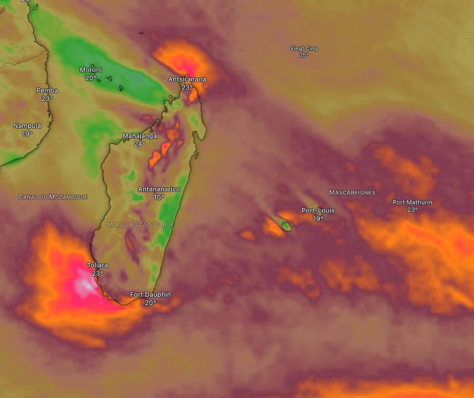 rafales dans le sud ouest océan indien