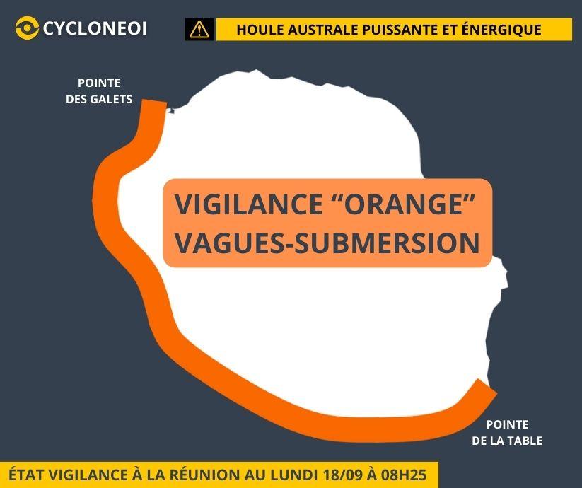 La Réunion : vigilance ORANGE vagues-submersion