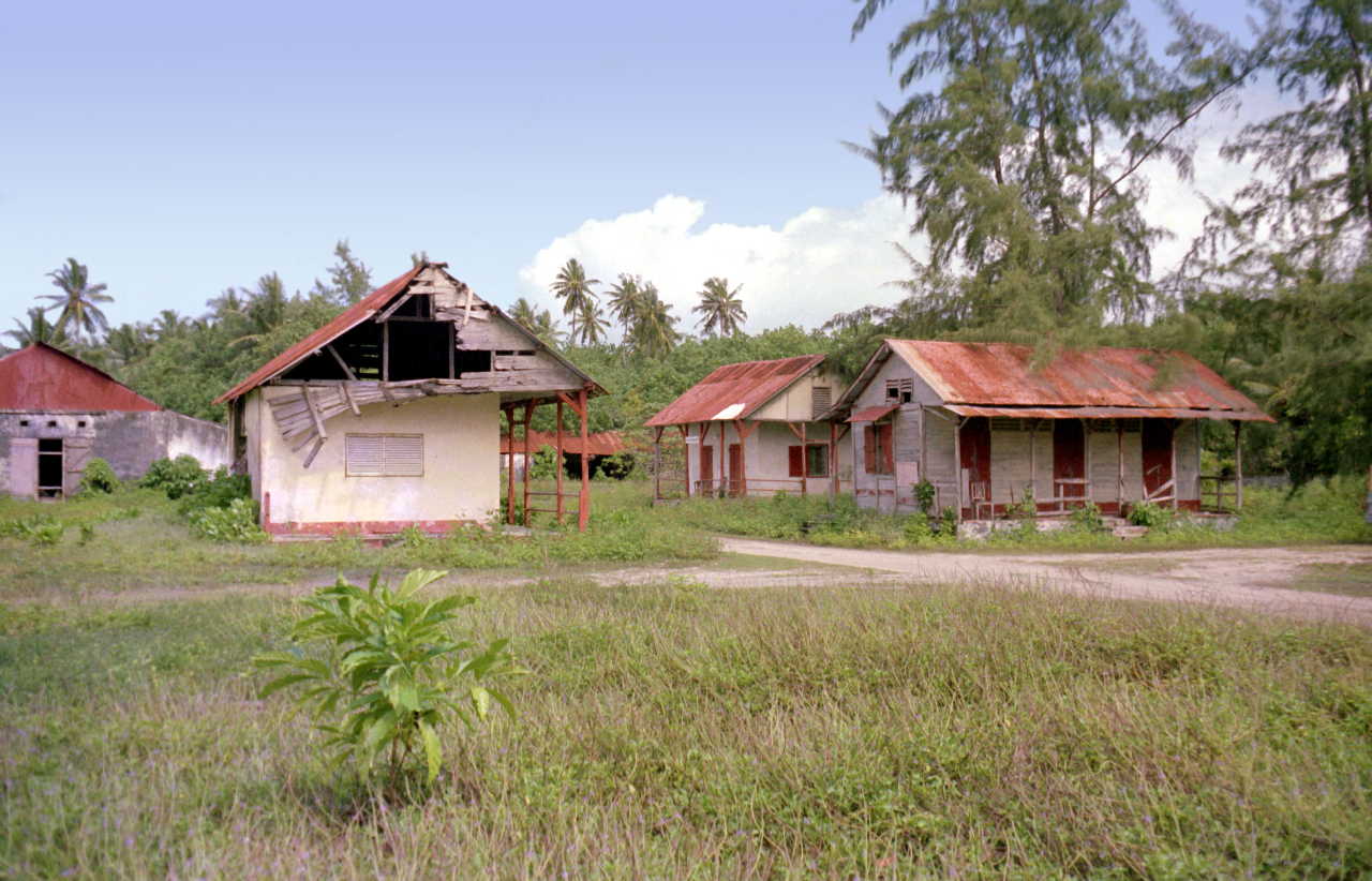 Maisons abandonnées sur Diego Garcia