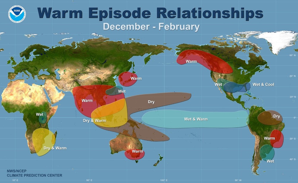 Impact du phénomène El Nino sur le climat mondial ©NOAA