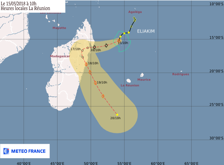Eliakim : prévision trajectoire et intensité du CMRS de la Réunion